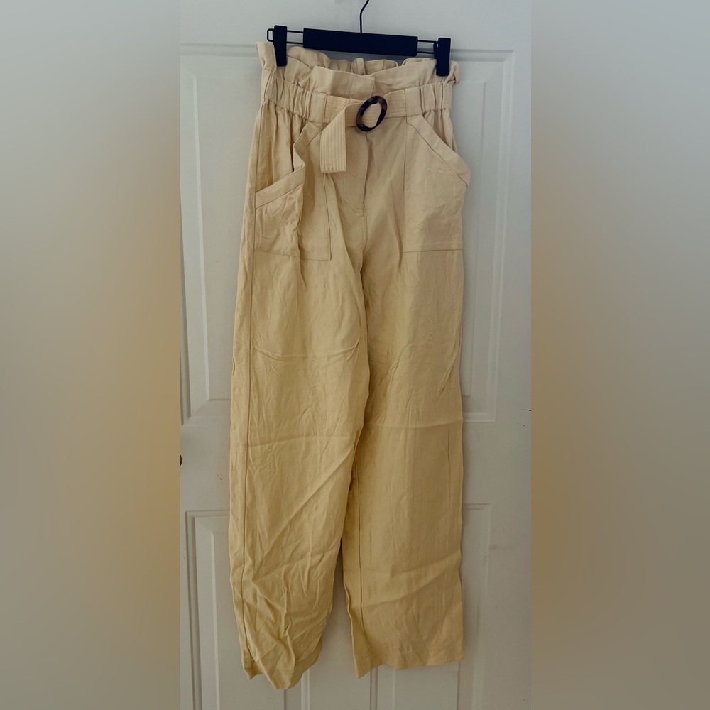 Sezane Cream High-Waisted Trousers
